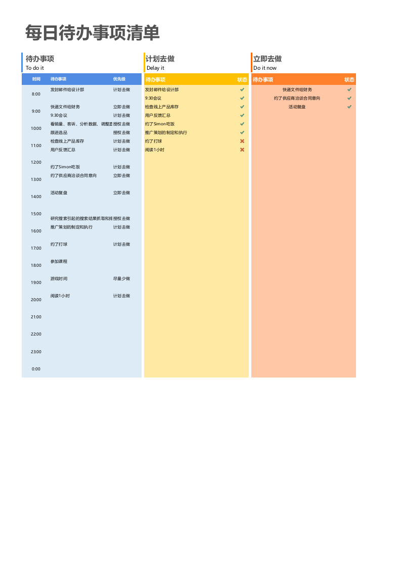 2022每日工作清单（4D工作法）.xlsx 第1页