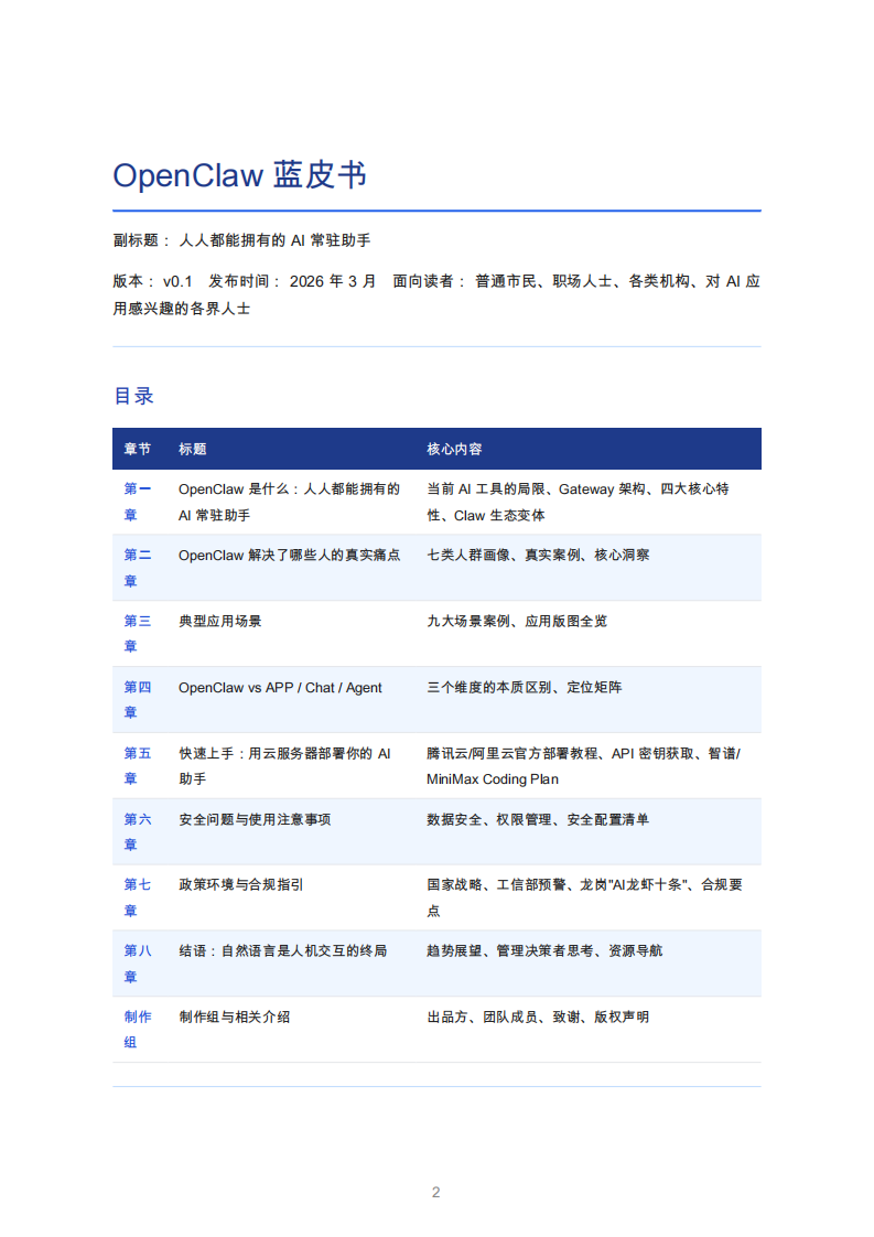 2026年OpenClaw蓝皮书：人人都能拥有的AI常驻助手.pdf 第2页